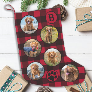 Rustic Red Black Buffalo Play Roligt 12 Pet Photo Liten Julstrumpa