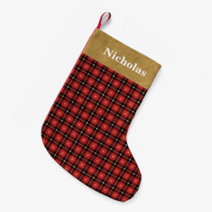Rustic Red, Black Guld Lumberjack Play - Namn Liten Julstrumpa