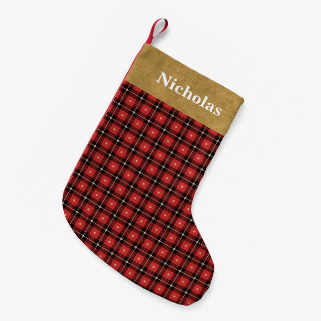 Rustic Red, Black Guld Lumberjack Play - Namn Liten Julstrumpa (Framsidan (Hängande))