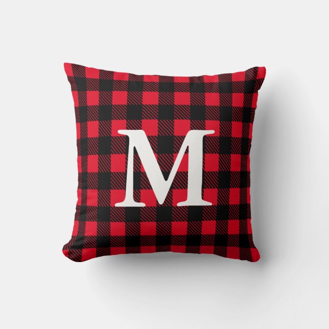 Rustic Red & Black Lumberjack Stil Play Kudde (Framsida)