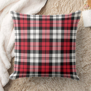 Rustic Red Black och White Tartan Play Helgdag Kudde