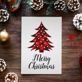 Rustic Red Black Play Blank God jul Träd Helgkort
