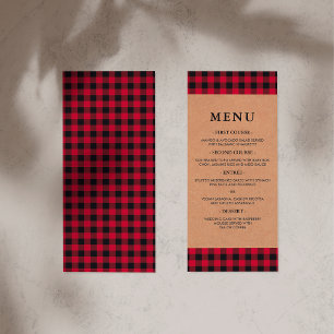 Rustic Red & Black Tartan Play Land Menu Meny