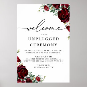 Rustic Red Blommigt Bröllop har inte bytt Ceremony Poster