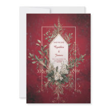 Rustic Red Botanical Wedding bjudande