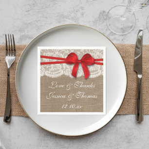 Rustic Red Bow Bröllop Collection Pappersservett
