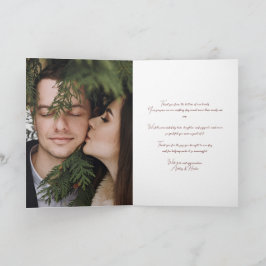 Rustic Red Bow Hand Lettered Winter Wedding Photo Kort