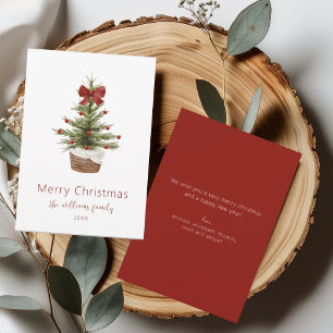 Rustic Red Bow Julgran-Helgdag-kort Inbjudningar