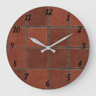 Rustic Red Brick Wall Exdoor Patio Large Clock Stor Klocka