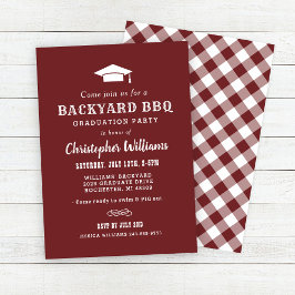 Rustic Red Brown Backyard BBQ-Studentfest Inbjudningar