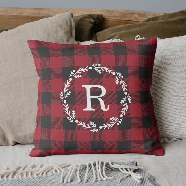 Rustic Red Buffalo Kolla julandedräkten Kudde (Skapare uppladdad)