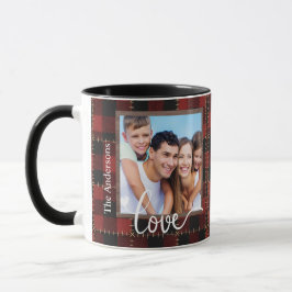 Rustic Red Buffalo Plaid Customizable Family Photo Mugg