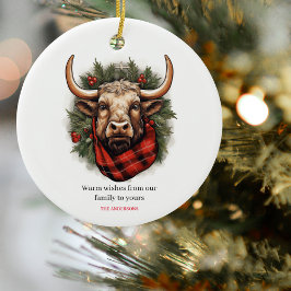 Rustic Red Buffalo Play Farmhouse Julgransprydnad Keramik