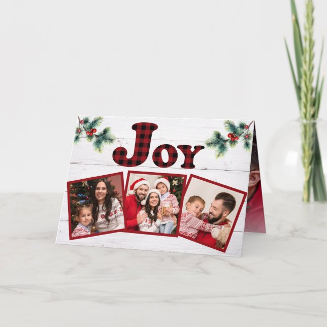 Rustic Red Buffalo Play Joy 4 Photo Greenery Helgkort (Framsida)