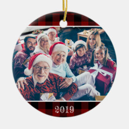 Rustic Red Buffalo Play Photo-julfamiljen Julgransprydnad Keramik