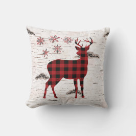 Rustic Red Buffalo Play Snöflingor-Reindeer Kudde