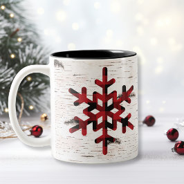 Rustic Red Buffalo Play Snöflingor White Birch Två-Tonad Mugg