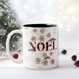 Rustic Red Buffalo Play Snöflingor White Birch Två-Tonad Mugg
