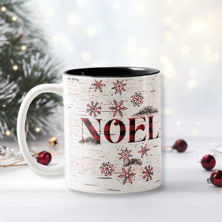 Rustic Red Buffalo Play Snöflingor White Birch Två-Tonad Mugg