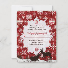 Rustic Red Burlap, Snöflingor, Hjort Bröllop OSA Inbjudningar