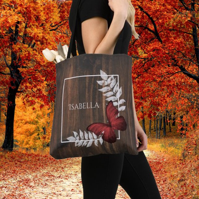 Rustic Red Butterfly Personlig Tote Bag Tygkasse (Rustic Red Butterfly Personalized Tote Bag)