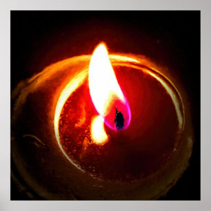 Rustic Red Candle Mysterious Candlelit Flame Poster