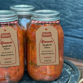 Rustic Red Canning Burk Kraft hängMärkre Presentetikett