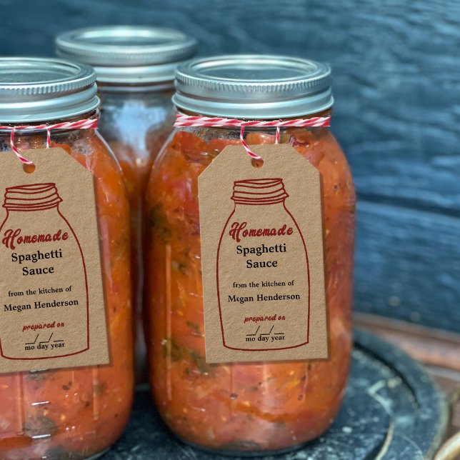 Rustic Red Canning Burk Kraft hängMärkre Presentetikett (Skapare uppladdad)