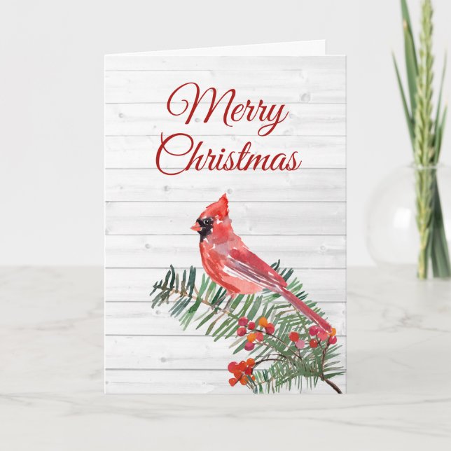 Rustic Red Cardinal God jul Kort (Framsida)