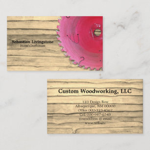Rustic Red Circular Saw Woodworking Profession Visitkort