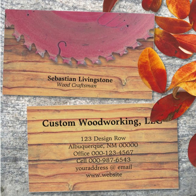 Rustic Red Circular Saw Woodworking Profession Visitkort (Skapare uppladdad)
