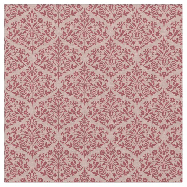 Rustic Red Damask Tyg (Närbild)