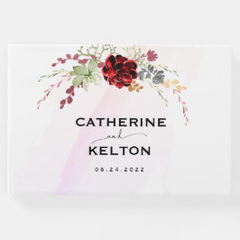 Rustic Red Elegant Blommigt Bröllop Gästböcker