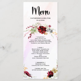 Rustic Red Elegant Blommigt Meny
