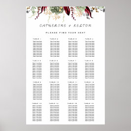 Rustic Red Elegant Blommigt Sittschema Poster