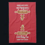 Rustic Red Family Namn Helgdag Baking Monogrammed Kökshandduk<br><div class="desc">Ett underbart rött grafikkort för din helgdag-cookie och bakning! Stäng av pepparkaksgubben med feg hatt och klocka. Modern typografi lyder: Cookie Baking Crew, Baking and Tasting Division. Lägg till besättningen namn i rullstiftet! Monogram med ditt namn, vänner, namn, stora barn, mormor, mamma eller andra namn. Monogram namn stil kan också...</div>