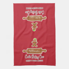 Rustic Red Family Namn Helgdag Baking Monogrammed Kökshandduk