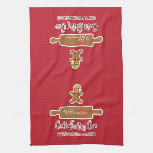 Rustic Red Family Namn Helgdag Baking Monogrammed Kökshandduk
