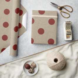 Rustic Red Faux Burlap Polka Dot Mönster Presentpapper