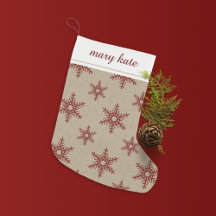 Rustic Red Faux Burlap Snowflake Mönster