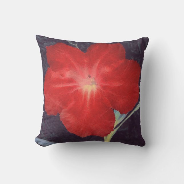 Rustic Red Flower Ansikte Utomhuskudde (Framsida)
