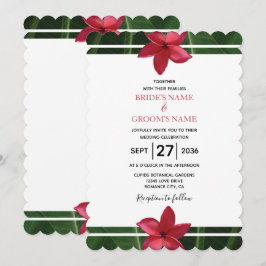 Rustic Red Frangipani Plumeria bröllopsinbjudninga Inbjudningar