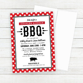 Rustic Red Gingham Bröllop Par Shower BBQ Inbjudningar