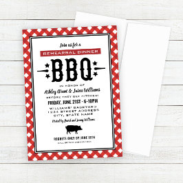 Rustic Red Gingham Bröllop Rehearsal Dinner BBQ Inbjudningar