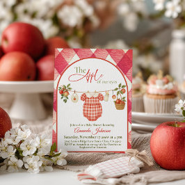 Rustic Red Gingham Clothesline Apple Baby Shower Inbjudningar