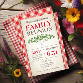 Rustic Red Gingham Family Reunion-inbjudningar Inbjudningar