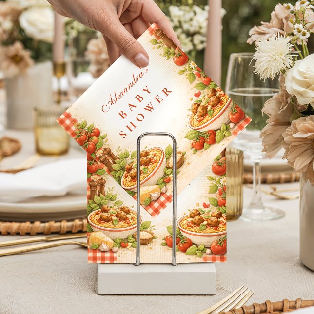 Rustic Red Gingham Little Meatball Baby Shower Pappersservett (Skapare uppladdad)