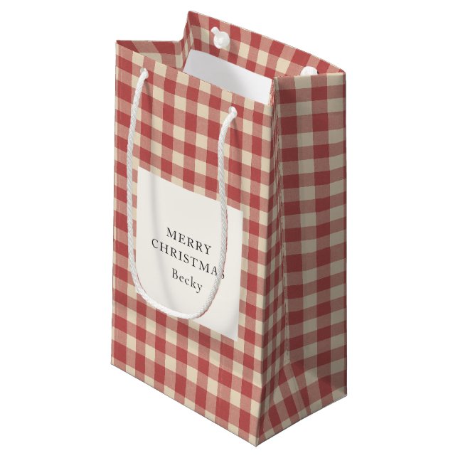 Rustic Red Gingham Modern jul (Framsidan Vinklad)