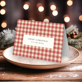 Rustic Red Gingham Modern jul Helgkort