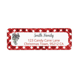 Rustic Red Gingham Noël Adress Returadress Etikett